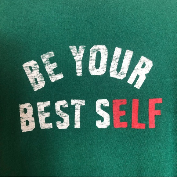 Old Navy Christmas Be Your Best Self Green T-Shirt.  Size S - Picture 5 of 6